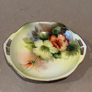 Noritake Hand Painted Floral Bowl Gold Trim Artist Signed Made in Japan